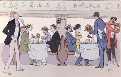 Restaurant Car in the Paris to Nice Train by Sem